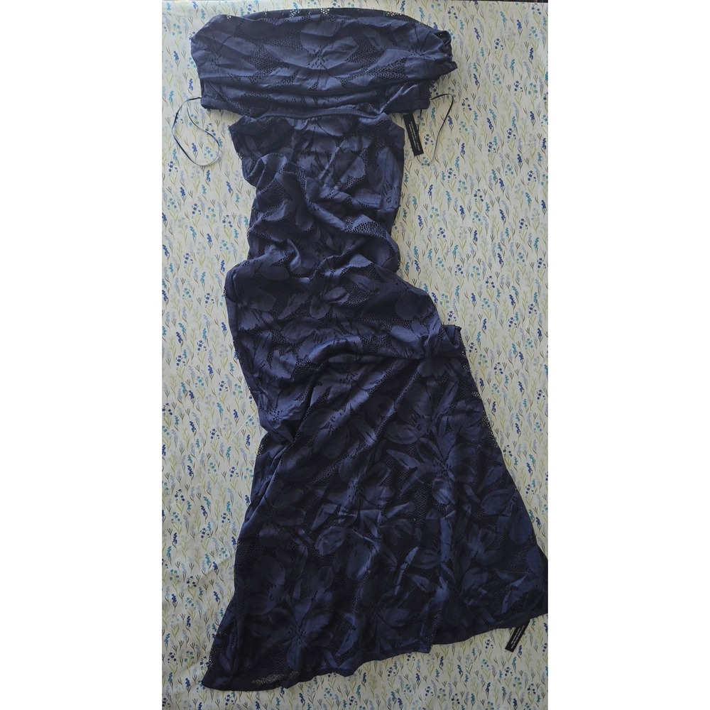 AFRM McCall Printed Maxi Dress Dark‎ Navy Floral Lace Off Shoulder XS New